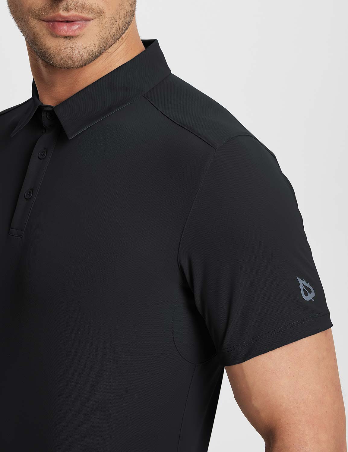 Baleaf Men's Laureate UPF50+ Golf Polo Shirt (Website Exclusive) dfa020 Jet Black Details