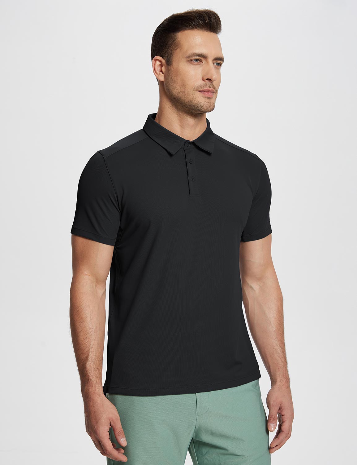 Baleaf Men's Laureate UPF50+ Golf Polo Shirt (Website Exclusive) dfa020 Jet Black Side
