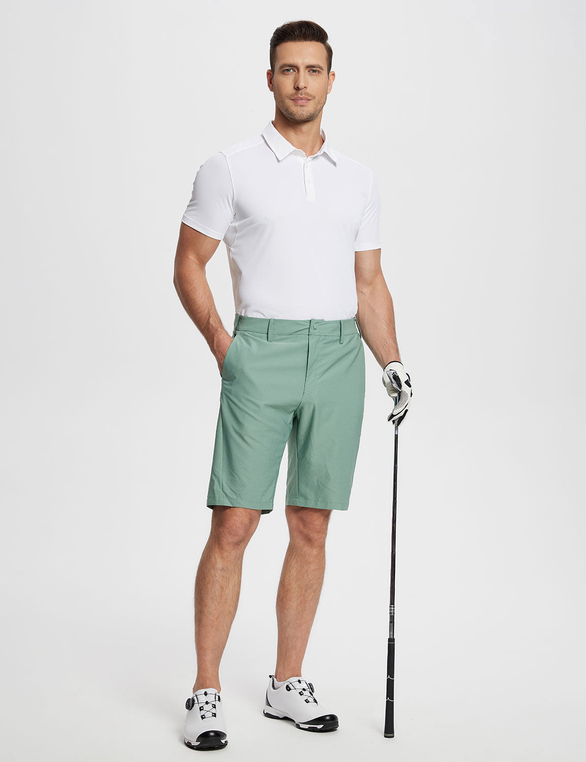 Baleaf Men's Laureate UPF50+ Golf Polo Shirt (Website Exclusive) dfa020 Lucent White Full