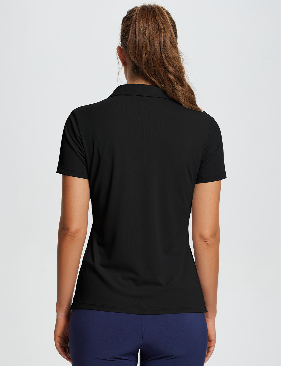 Baleaf Women's Flyleaf UPF50+ Polo Shirt (Website Exclusive) dfa024 Jet  Black Back