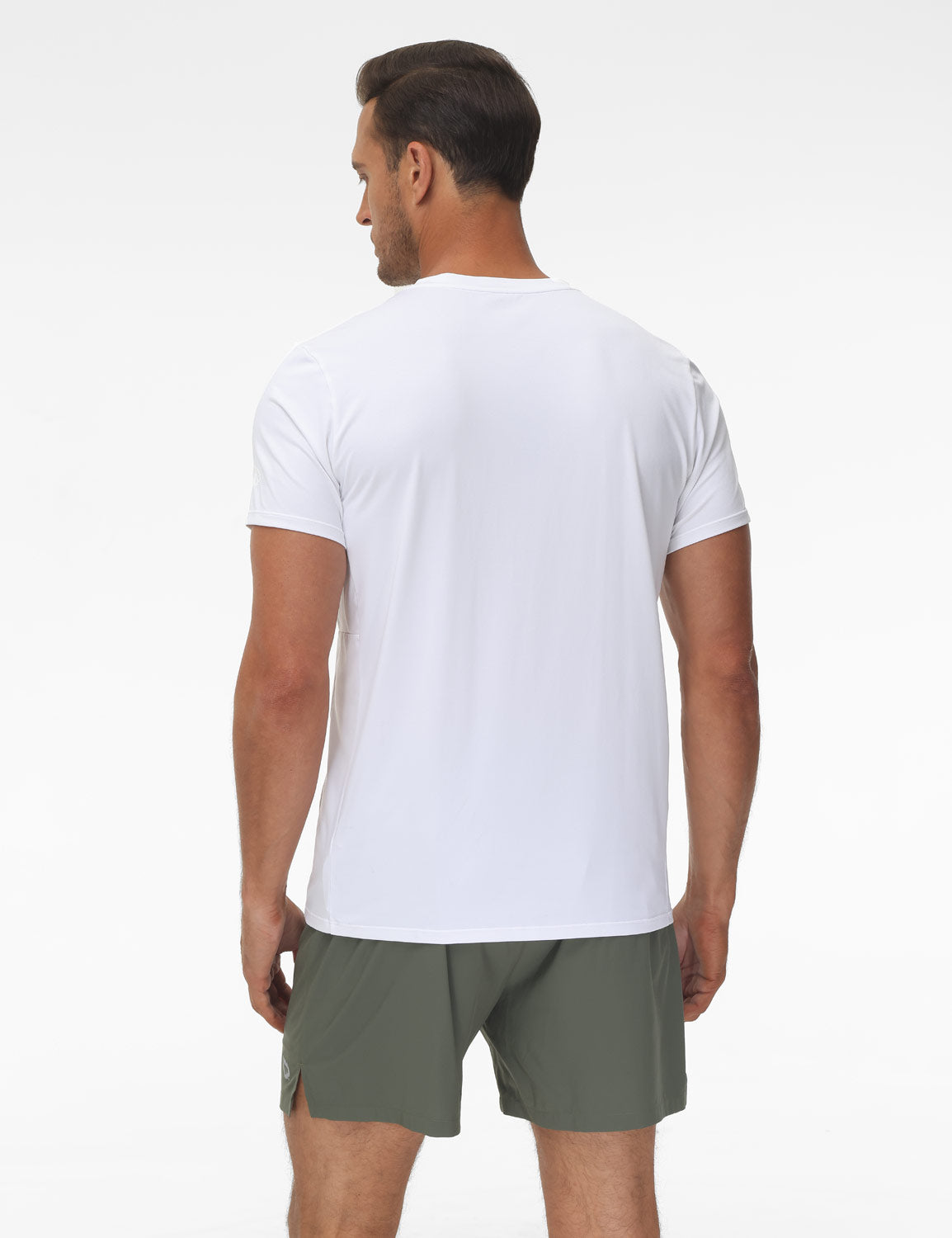 Baleaf Men's Fitted Crew Neck Short Sleeve T-shirts Lucent White Back