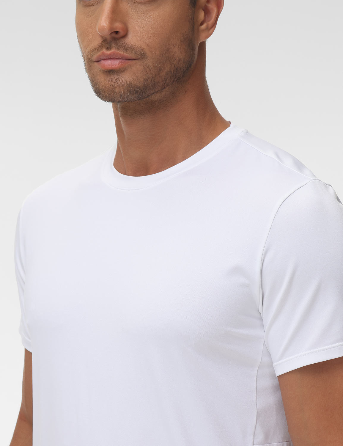 Baleaf Men's Fitted Crew Neck Short Sleeve T-shirts Lucent White Details