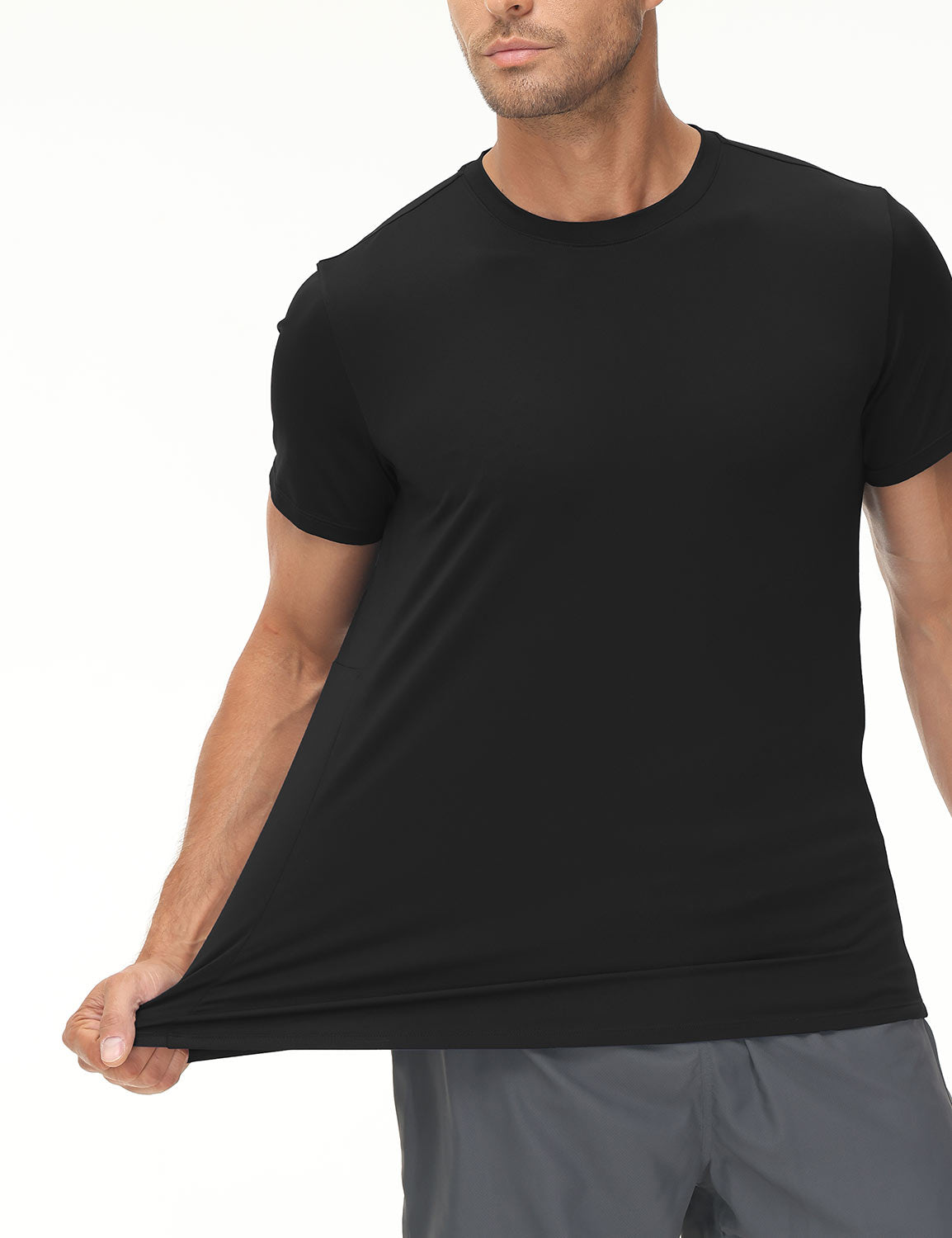 Baleaf Men's Fitted Crew Neck Short Sleeve T-shirts Anthracite Details