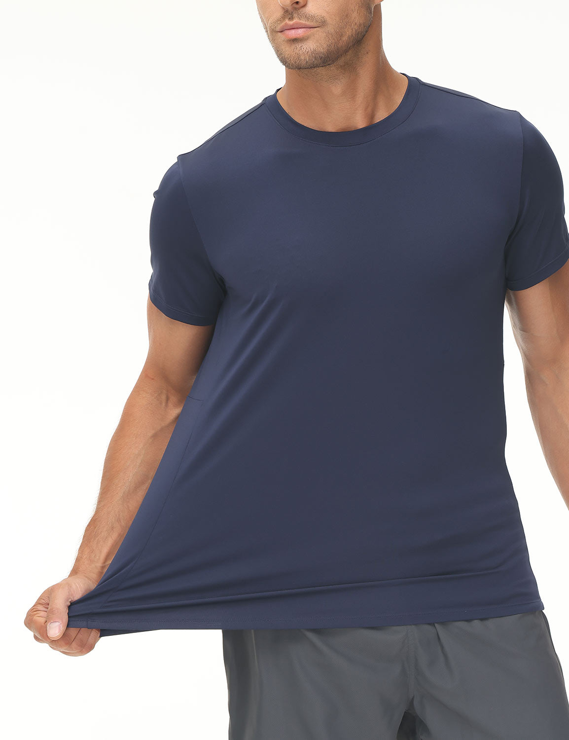 Baleaf Men's Fitted Crew Neck Short Sleeve T-shirts Dark Sapphire Details