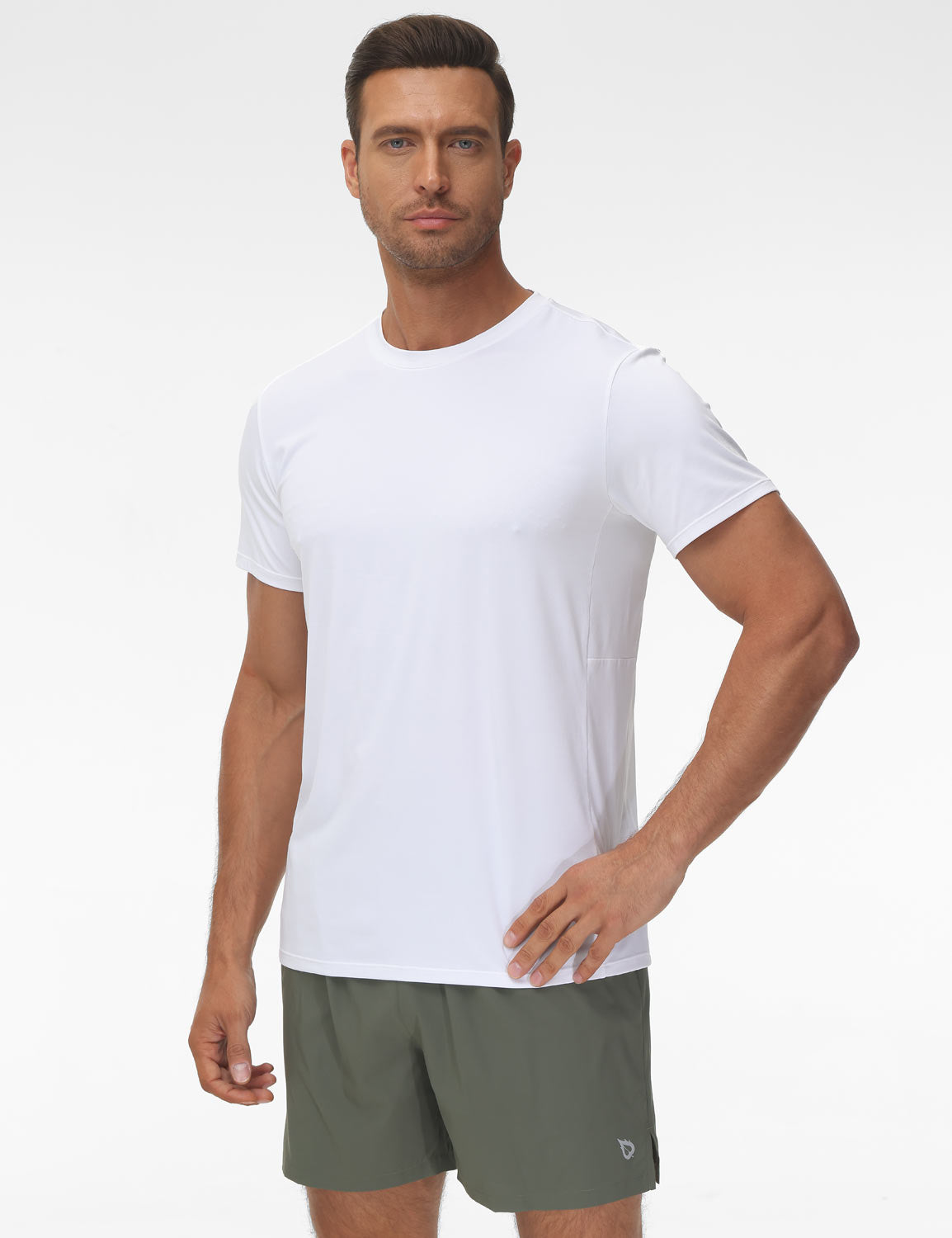 Baleaf Men's Fitted Crew Neck Short Sleeve T-shirts Lucent White Main