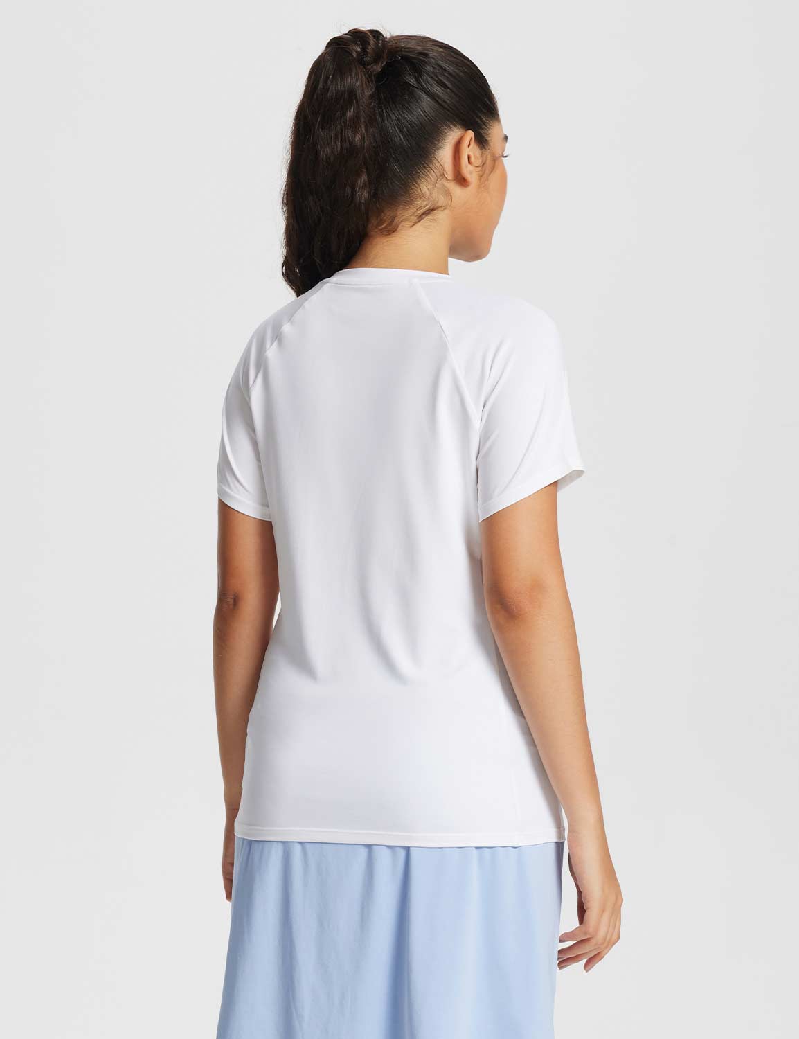 Baleaf Women's Summer Short Sleeve V Neck T-shirts Lucent White Back