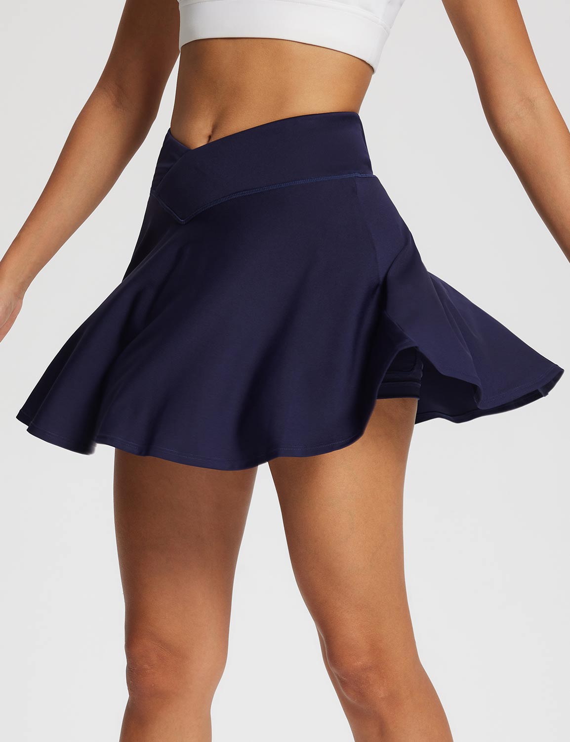 Baleaf Women's High-Rise Pleated Tennis Skirts w Ball Pockets Peacoat Details