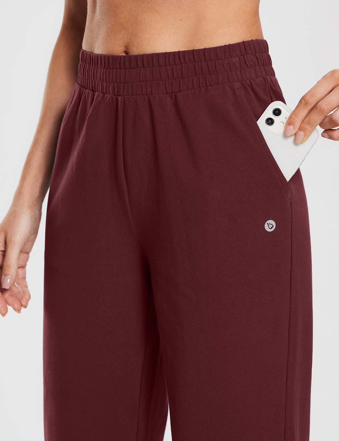 Baleaf Women's Loose Cotton Drawstring Straight Sweatpants Chocolate Truffle with Pockets