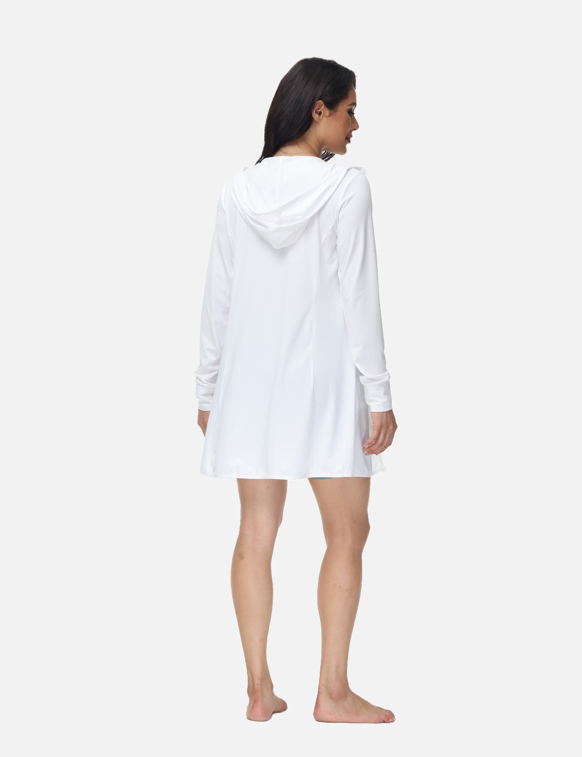 Baleaf Women's Long Cozy Sun Protection Full Zip Coverup Lucent White Back