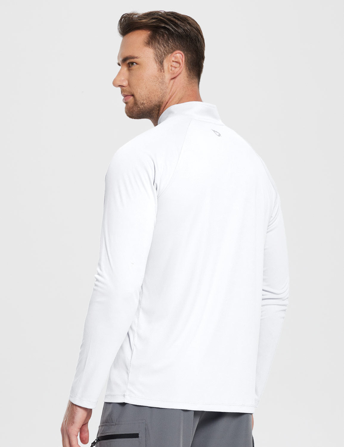 Baleaf Men's UPF 50+ Quarter Zip Sun Shirts Lucent White Back