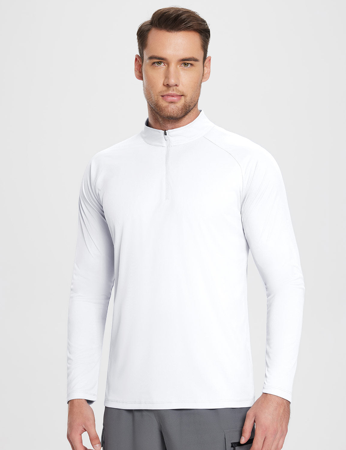 Baleaf Men's UPF 50+ Quarter Zip Sun Shirts Lucent White Main