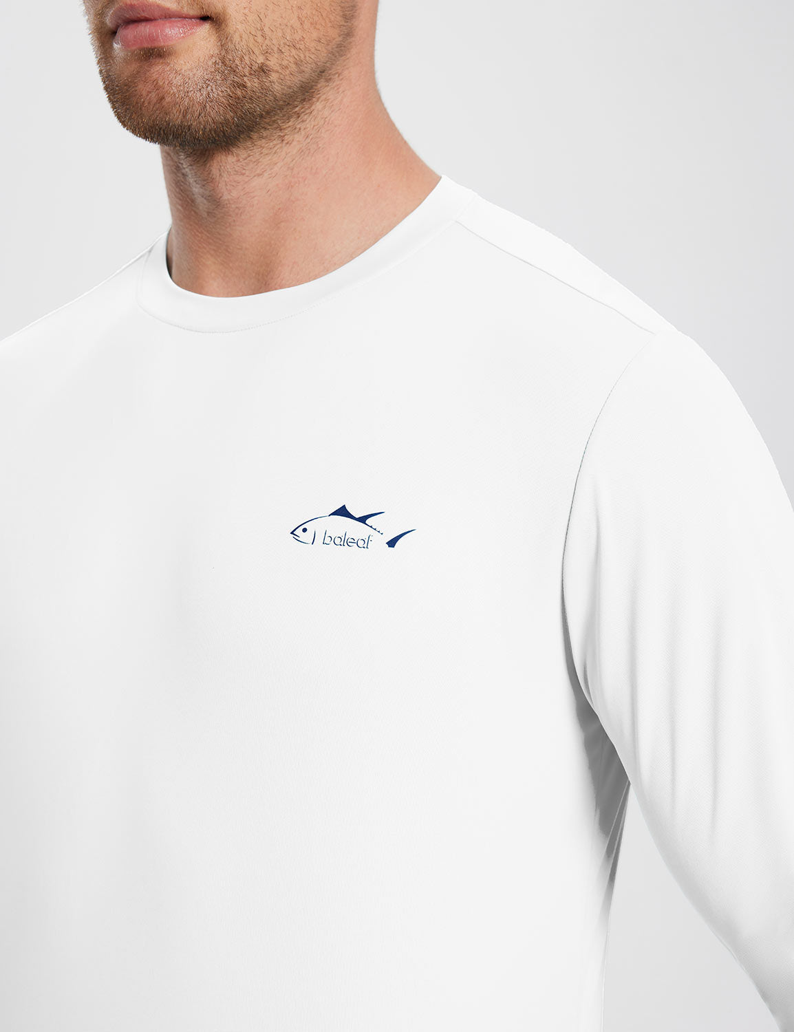 Baleaf Men's UPF 50+ Fishing T-Shirt ega009 Lucent White Details