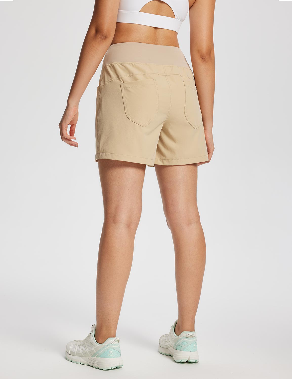 Baleaf Women's High Rise Quick-dry Hiking Cargo Shorts Boulder Back