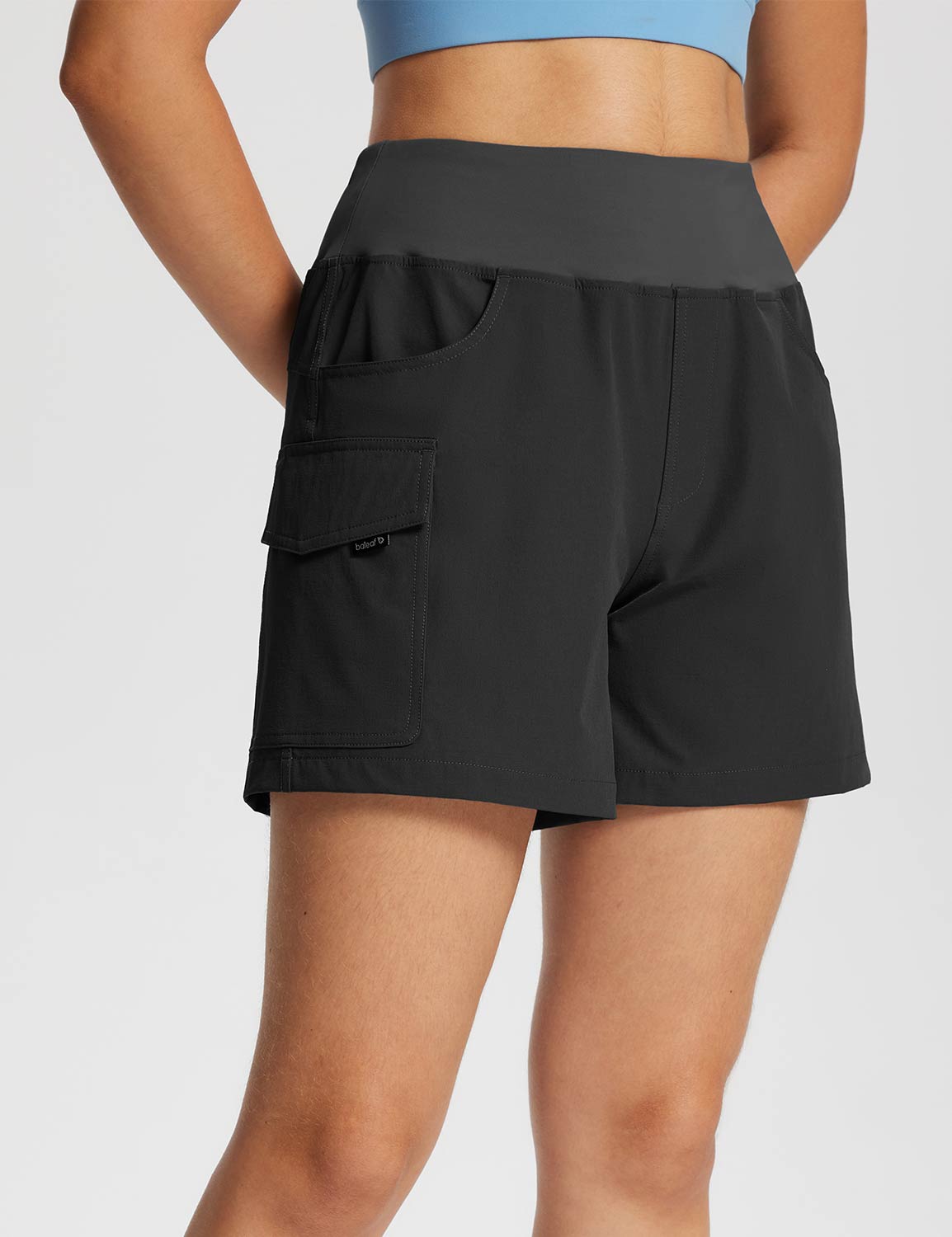 Baleaf Women's High Rise Quick-dry Hiking Cargo Shorts Anthracite Side